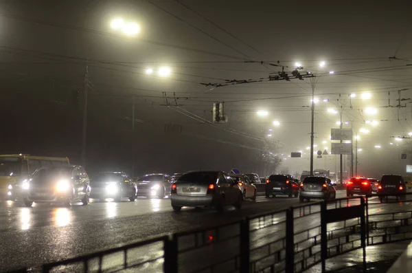 Киев Украина Городская Атмосфера Концепция Вид Улицы Города Ночью — стоковое фото