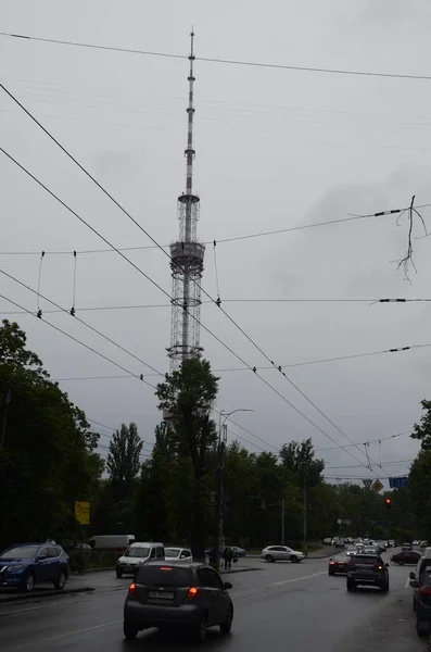 Kijów Ukraina Metalowa Wieża Nadawcza Radiowa Telewizyjna — Zdjęcie stockowe
