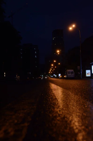 Kiew Ukraine Stadtatmosphärisches Konzept Blick Auf Die Stadt Bei Nacht — Stockfoto