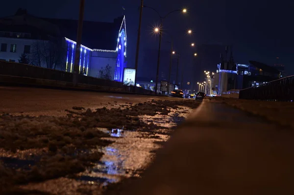 Kiew Ukraine Stadtatmosphärisches Konzept Blick Auf Den Hauptbahnhof Bei Nacht — Stockfoto