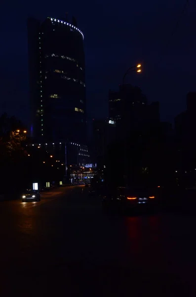 Kyiv Ukraina Konsep Suasana Perkotaan Jalanan Kota Melihat Pada Malam — Stok Foto