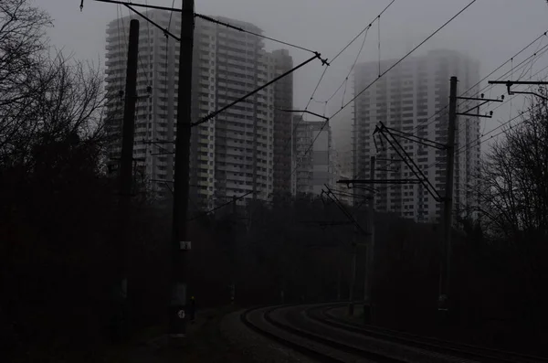 Kiev Ucrânia Conceito Atmosfera Urbana Vista Central Estação Ferroviária — Fotografia de Stock