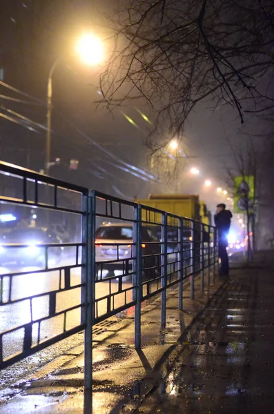 Київ Україна Міська Атмосфера Вулиці Міста Дивляться Вночі — стокове фото