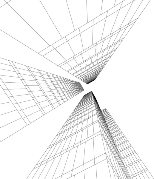 Minimální Geometrický Architektonický Návrh Budovy — Stockový vektor