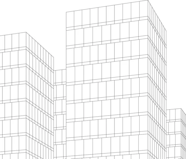 Minimale Geometrische Architectuur Van Gebouwen — Stockvector