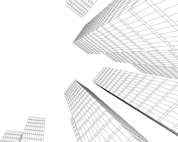 Minimal Geometrical Architectural Building Design — Stock Vector