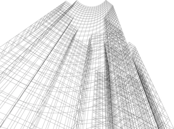 Minimální Geometrický Architektonický Návrh Budovy — Stockový vektor