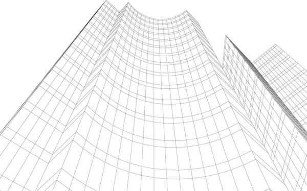 Ελάχιστη Γεωμετρική Αρχιτεκτονική Σχεδίαση Κτιρίου — Διανυσματικό Αρχείο