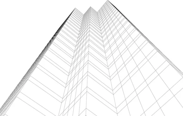 Minimal Geometrisk Arkitektonisk Byggnadskonstruktion — Stock vektor