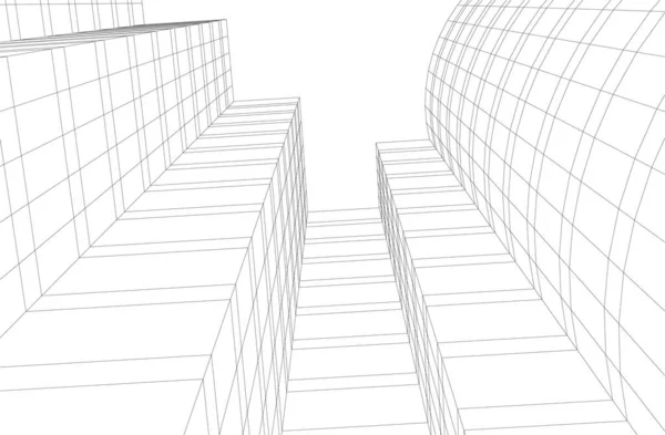 Projeto Geométrico Mínimo Edifício Arquitetônico — Vetor de Stock