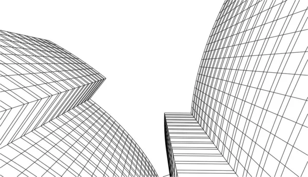 最小限の幾何学的建築設計 — ストックベクタ