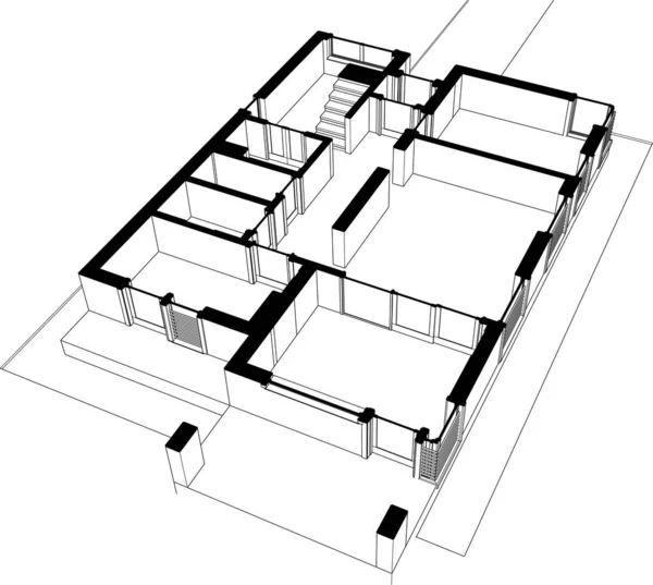 Minimální Geometrický Architektonický Návrh Budovy — Stockový vektor