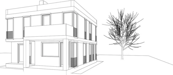 Minimalny Geometryczny Projekt Budynku Architektonicznego — Wektor stockowy