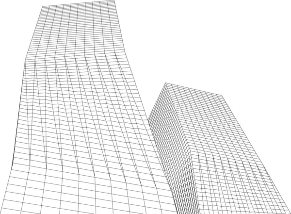 Минимальное Геометрическое Архитектурное Проектирование Здания — стоковый вектор