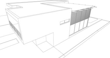 Doğrusal mimari taslak ayrılmış ev