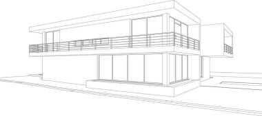 Mimari sanat konseptinde soyut çizgiler, minimal geometrik şekiller, mimari yapı tasarımı