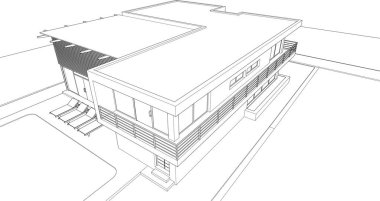 Doğrusal mimari taslak ayrılmış ev