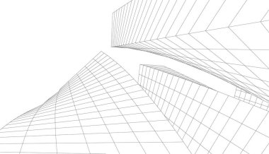 Mimari sanat konseptinde soyut çizgiler, minimal geometrik şekiller, mimari yapı tasarımı