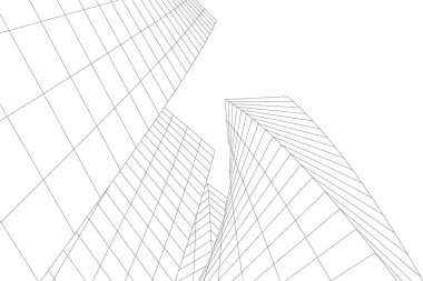 Mimari sanat konseptinde soyut çizgiler, minimal geometrik şekiller, mimari yapı tasarımı