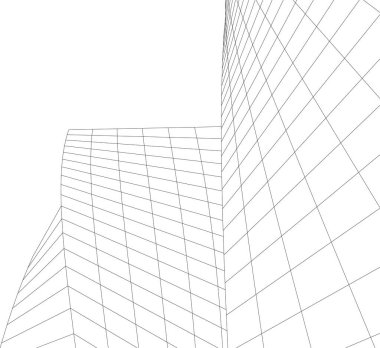 Mimari sanat konseptinde soyut çizgiler, minimal geometrik şekiller, mimari yapı tasarımı