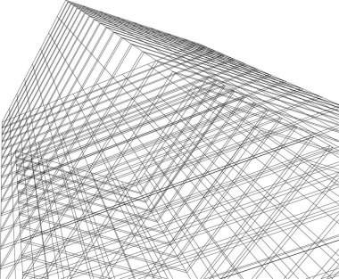 Mimari sanat konseptinde soyut çizgiler, minimal geometrik şekiller, mimari yapı tasarımı