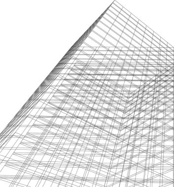 Mimari sanat konseptinde soyut çizgiler, minimal geometrik şekiller, mimari yapı tasarımı