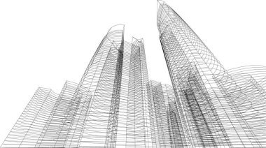 Mimari sanat konseptinde soyut çizgiler, minimal geometrik şekiller, mimari yapı tasarımı