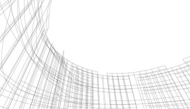 Mimari sanat konseptinde soyut çizgiler, minimal geometrik şekiller, mimari yapı tasarımı