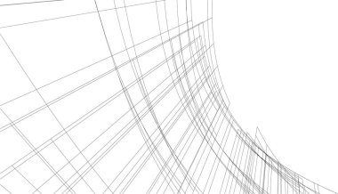 Mimari sanat konseptinde soyut çizgiler, minimal geometrik şekiller, mimari yapı tasarımı