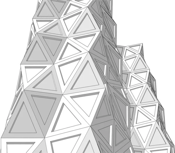 建築芸術の概念における抽象的な線 最小限の幾何学的形状 建築物のデザイン — ストックベクタ