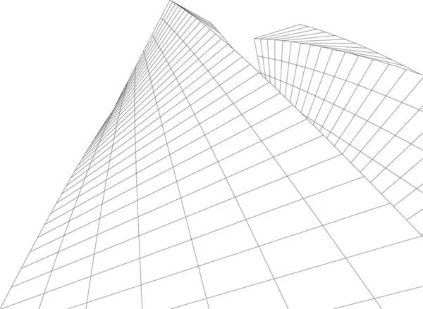 建築芸術の概念における抽象的な線 最小限の幾何学的形状 建築物のデザイン — ストックベクタ