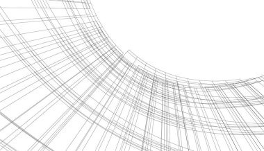 Mimari sanat konseptinde soyut çizgiler, minimal geometrik şekiller, mimari yapı tasarımı