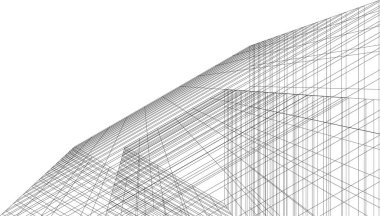 Mimari sanat konseptinde soyut çizgiler, minimal geometrik şekiller, mimari yapı tasarımı