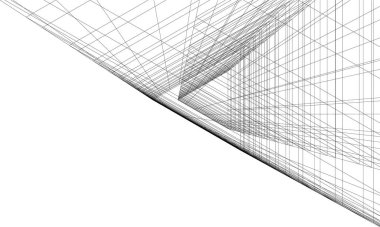 Mimari sanat konseptinde soyut çizgiler, minimal geometrik şekiller, mimari yapı tasarımı