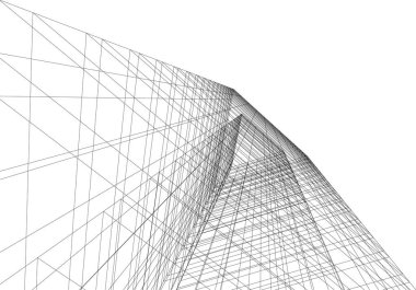 Mimari sanat konseptinde soyut çizgiler, minimal geometrik şekiller, mimari yapı tasarımı