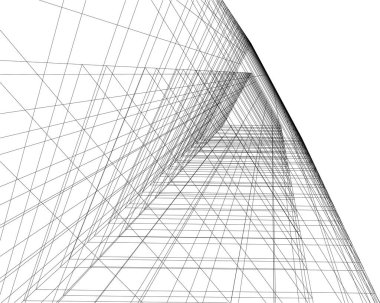 Mimari sanat konseptinde soyut çizgiler, minimal geometrik şekiller, mimari yapı tasarımı