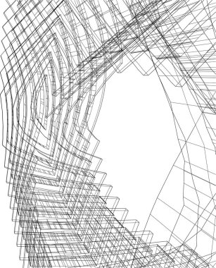 Mimari sanat konseptinde soyut çizgiler, minimal geometrik şekiller, mimari yapı tasarımı
