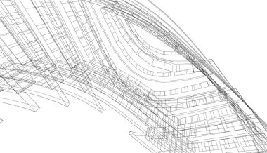 Mimari sanat konseptinde soyut çizgiler, minimal geometrik şekiller, mimari yapı tasarımı