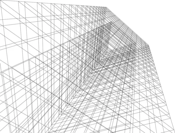 建築芸術の概念における抽象的な線 最小限の幾何学的形状 建築物のデザイン — ストックベクタ