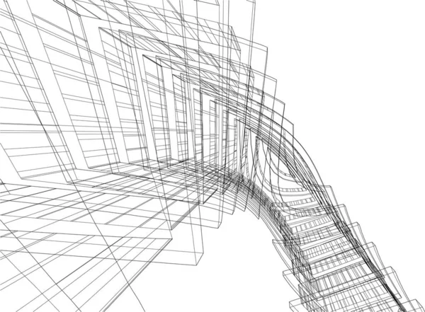 Líneas Abstractas Dibujo Concepto Arte Arquitectónico Formas Geométricas Mínimas Diseño — Vector de stock