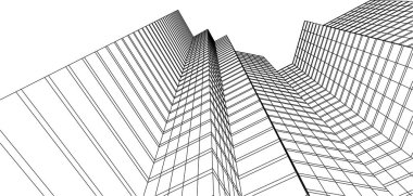 Mimari sanat konseptinde soyut çizgiler, minimal geometrik şekiller, mimari yapı tasarımı