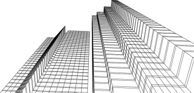 Mimari sanat konseptinde soyut çizgiler, minimal geometrik şekiller, mimari yapı tasarımı