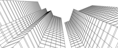 Mimari sanat konseptinde soyut çizgiler, minimal geometrik şekiller, mimari yapı tasarımı