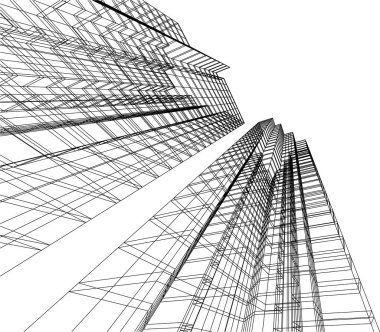 Mimari sanat konseptinde soyut çizgiler, minimal geometrik şekiller, mimari yapı tasarımı