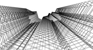 Mimari sanat konseptinde soyut çizgiler, minimal geometrik şekiller, mimari yapı tasarımı