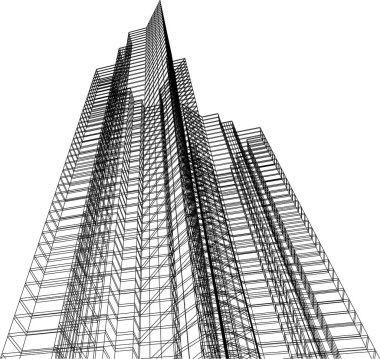 Mimari sanat konseptinde soyut çizgiler, minimal geometrik şekiller, mimari yapı tasarımı