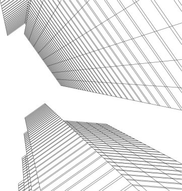 Mimari sanat konseptinde soyut çizgiler, minimal geometrik şekiller, mimari yapı tasarımı