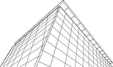 Mimari sanat konseptinde soyut çizgiler, minimal geometrik şekiller, mimari yapı tasarımı