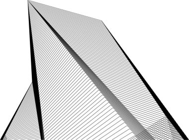 Mimari sanat konseptinde soyut çizgiler, minimal geometrik şekiller, mimari yapı tasarımı