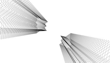 Mimari sanat konseptinde soyut çizgiler, minimal geometrik şekiller, mimari yapı tasarımı